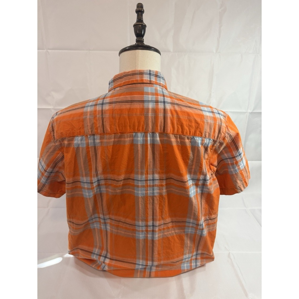 Columbia Men's Short Sleeve, Regular Fit, Button-Up,‎ Orange Plaid